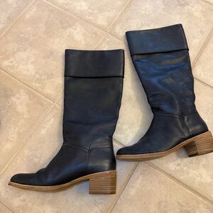 UGG Black Leather Heeled Boots